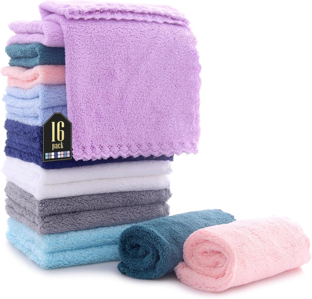 Baby Essentials for New Parent : 16 Pack Baby Washcloths - Luxury Multicolor