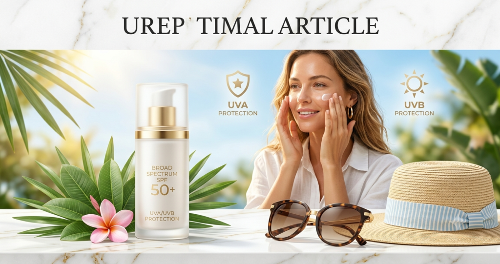 Broad-spectrum SPF 50 sunscreen protecting skin from dark spots and UV damage