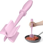Meat Chopper, Hamburger Grinder, Premium Heat Resistant Smasher for Ground Beef, Burger Grinder Nylon Potato Mix Tool-Pink
