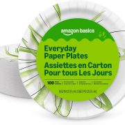 Amazon Basics Everyday Disposable Paper Plates, 8.62 Inch, Microwave-Safe, Cut Resistant, Soak-Proof, 100 Count, Packaging May Vary