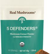 Real Mushrooms 5 Defenders Mushroom Complex Powder, 45 Servings | Wellness Support, Chaga, Reishi, Turkey Tail, Maitake and Shiitake, Beta Glucan Rich, Mushroom Complex
