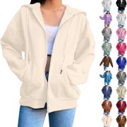 Nantdog Long Sleeve Jackets for Women 2024 Zip Up Y2K Hoodies Fashion Full Zipper Lightweight Sweatshirts Dr