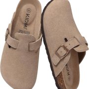 KIDMI Genuine Suede Clogs for Women Men Cork Footbed Mules Potato Shoes